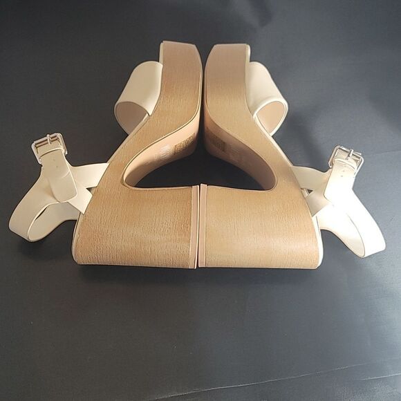 BRAND NEW MI,IM LOS ANGELES LEATHER WOODEN PLATFORM HIGH HEEL SANDALS - Picture 5 of 16